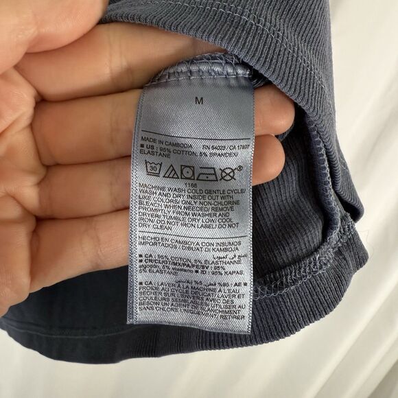 New Old Navy Blouse Women's Medium Blue Ribbed Short Sleeve Round Neck - Picture 7 of 10